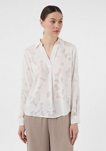 comma Langarmbluse Bluse Semitransparente Jacquard-Bluse im Relaxed Fit günstig online kaufen