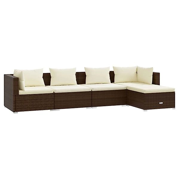 vidaXL 5-tlg Garten-Lounge-Set mit Kissen Poly Rattan Braun Modell 28 günstig online kaufen