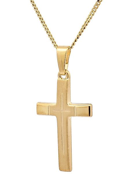 HOPLO Kreuzanhänger Gold Anhänger Kreuz mit Goldkette massiv 585 - 14 Karat günstig online kaufen