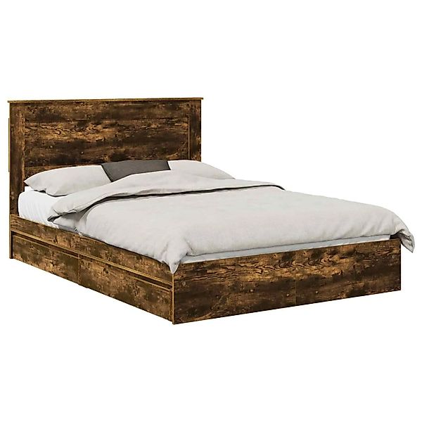 vidaXL Stauraumbett Räuchereiche 140 x 190 cm Holzwerkstoff 3410242 günstig online kaufen
