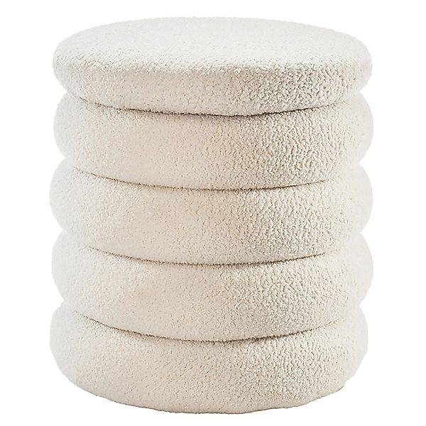 Kobolo Sitzhocker Sitzpouf Hocker mit Aufbewahrung BAHATI Bouclestoff Teddy günstig online kaufen