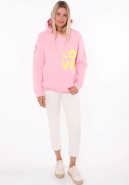 Zwillingsherz Kapuzensweatshirt mit gesticktem Neon Herz am Ärmel und "Love günstig online kaufen