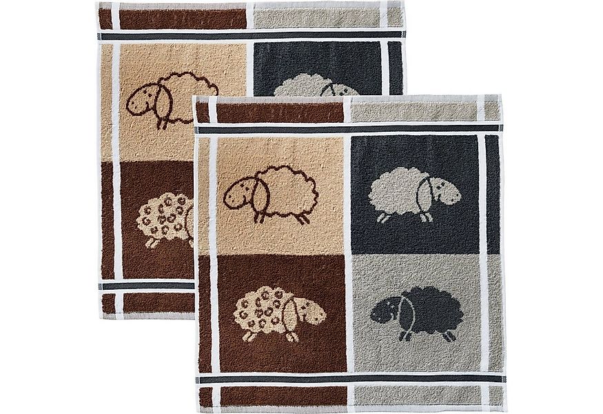 Kracht Geschirrtuch Frottier-Geschirrtuch "Schafe" 2er-Pack, Baumwolle Moti günstig online kaufen