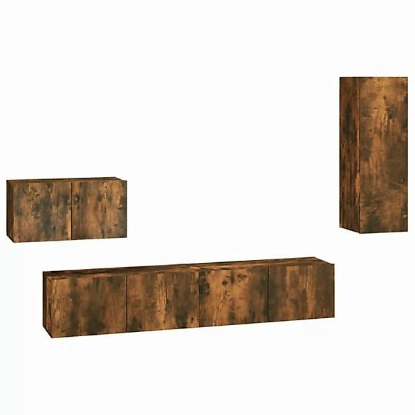 furnicato TV-Schrank 4-tlg. TV-Schrank-Set Räuchereiche Holzwerkstoff (1-St günstig online kaufen