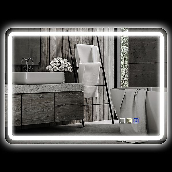 HOMCOM Badspiegel mit Beleuchtung 50x70 cm LED Spiegel Wandspiegel mit Blue günstig online kaufen