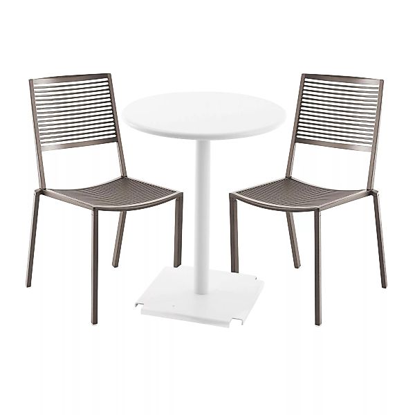 Fast - Easy Cross/Tonic Gartenset - taupe/Tisch weiß Ø 60cm/2 Stühle 1 Bist günstig online kaufen