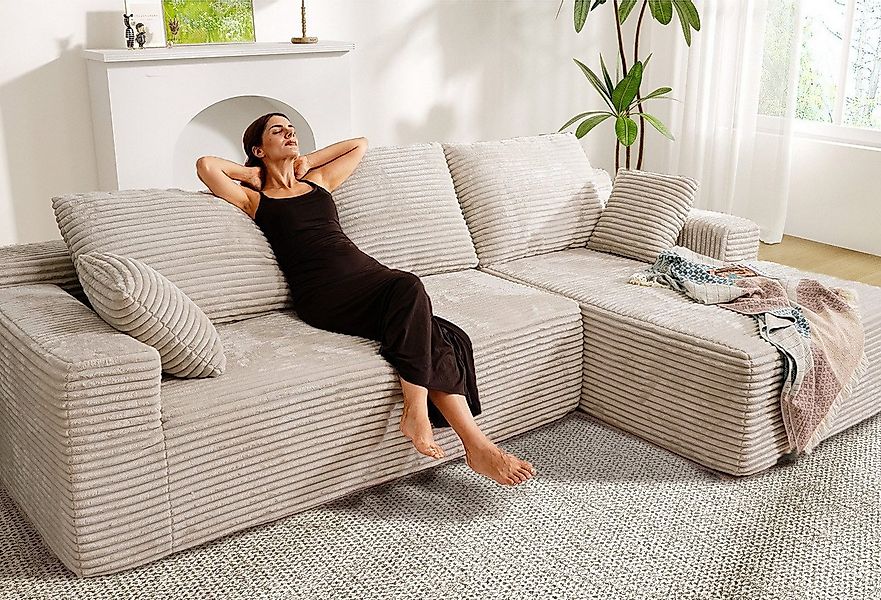 Patbrela Ecksofa Couch L-Form,Sofa Links Samtstoff Vierersofa mit Liegefläc günstig online kaufen