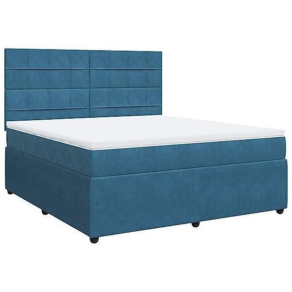vidaXL Bett Boxspringbett mit Matratze Blau 180x200 cm Samt günstig online kaufen