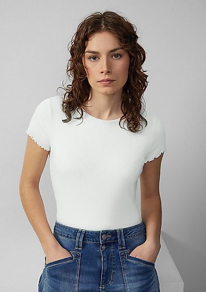 QS Kurzarmshirt T-Shirt Verkürztes Rippshirt mit Rundhalsausschnitt günstig online kaufen