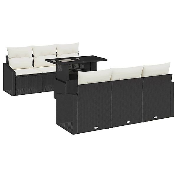 vidaXL 7-Teiliges Gartensofa-Set mit Kissen in Schwarz aus Poly Rattan 3357 günstig online kaufen