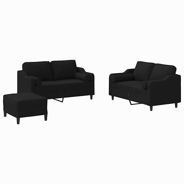 vidaXL Sofa 3-tlg. Sofagarnitur mit Kissen Schwarz Stoff günstig online kaufen