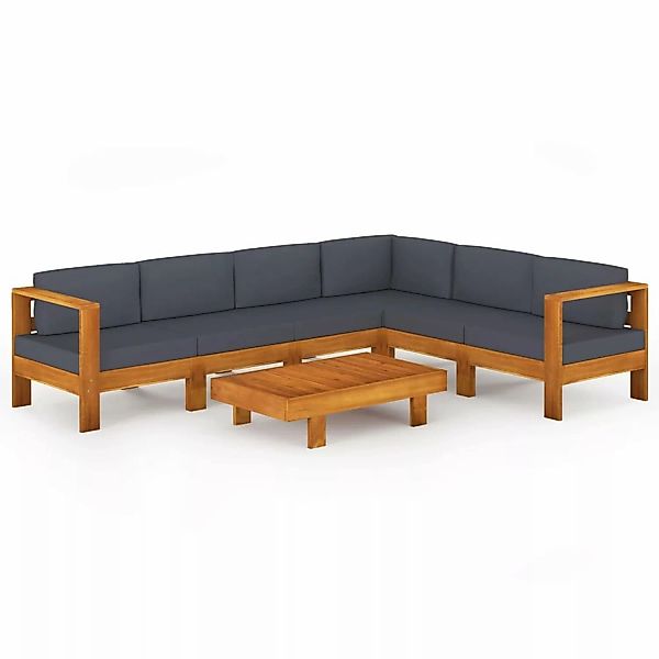 7-tlg. Garten-lounge-set Mit Dunkelgrauen Auflagen Akazienholz günstig online kaufen