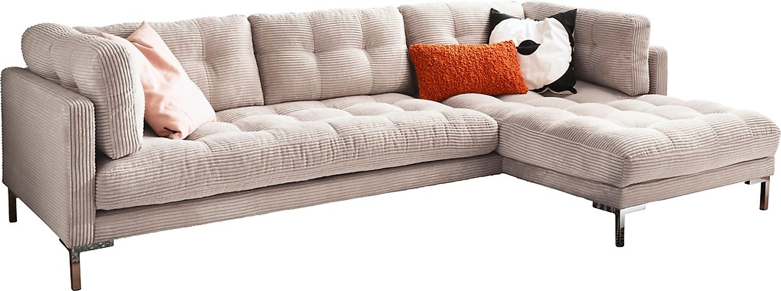 Trends by HG Ecksofa »Landau L-Form«, in Cord-Stoff mit Metallfuß günstig online kaufen