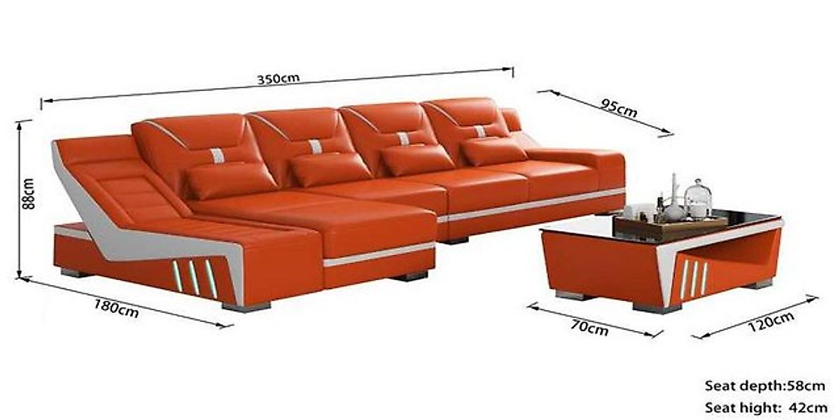 Xlmoebel Ecksofa Designer-Ecksofa in L-Form in Orange - stilvolle Eckcouch günstig online kaufen