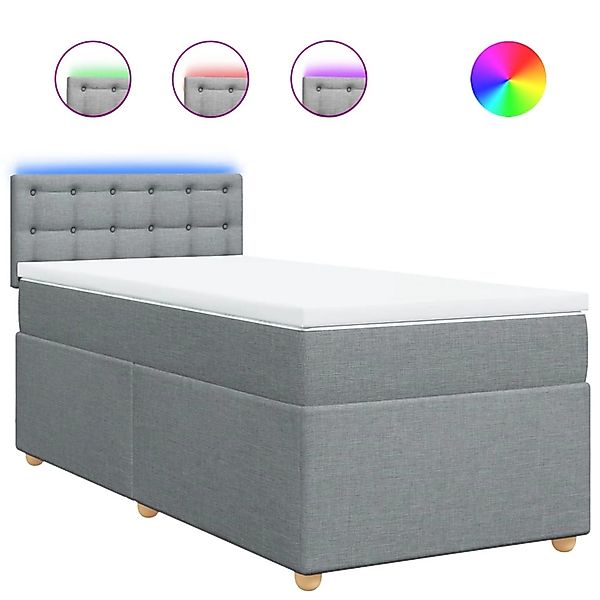 vidaXL Boxspringbett mit Matratze Hellgrau 80x200 cm Stoff 3288821 günstig online kaufen
