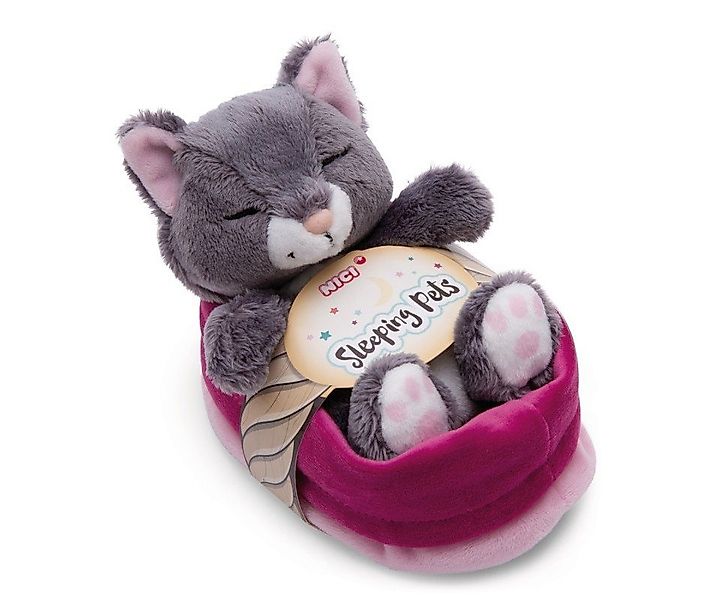 Nici Plüschfigur Nici 49746 Kuscheltier Katze grau 12cm schlafend im Körbch günstig online kaufen