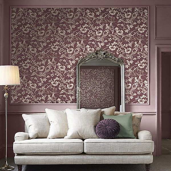 LAURA ASHLEY Vliestapete Summerhill Blackberry, glatt, günstig online kaufen