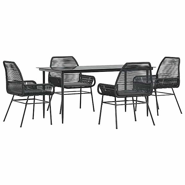 vidaXL 5-Tlg Garten-Essgruppe mit Kissen Schwarz Poly Rattan Glas 3334467 günstig online kaufen