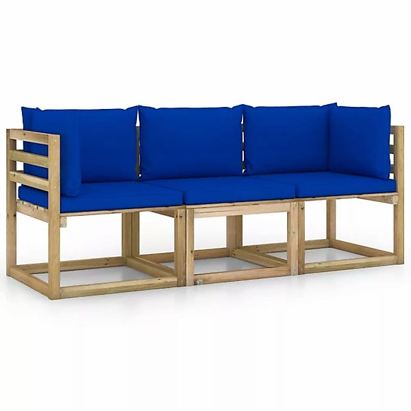 3-sitzer-gartensofa Mit Blauen Kissen günstig online kaufen