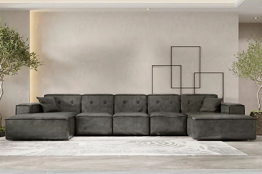 Fun Möbel Wohnlandschaft Sofa U-Form CESINA XL im Vintage Look, inkl. 2 Zie günstig online kaufen