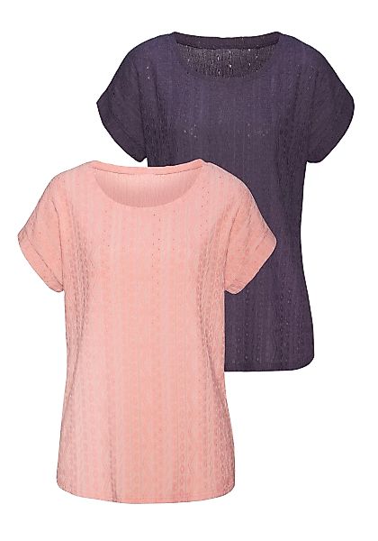 Vivance T-Shirt (Packung, 2-tlg) mit modischem Jacquard-Muster günstig online kaufen