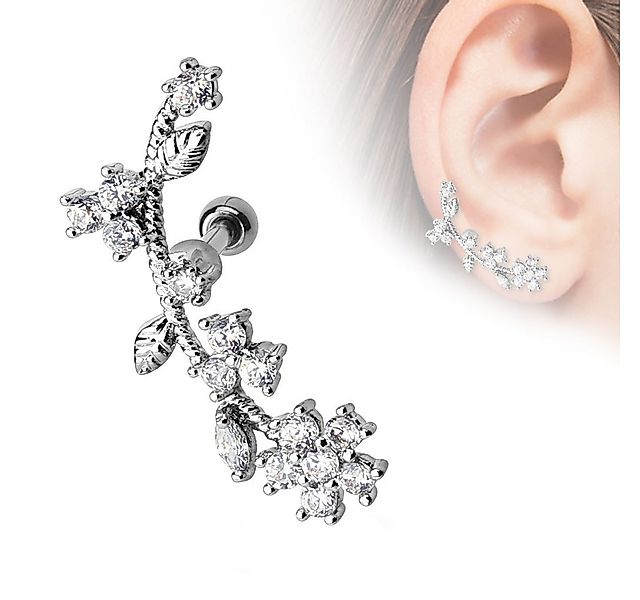 Taffstyle Piercing-Set Ohrpiercing Blume Kristall Chirurgenstahl Helix Trag günstig online kaufen