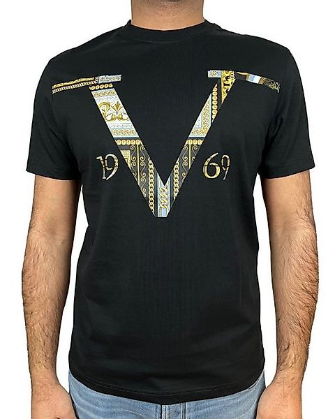 19V69 ITALIA T-Shirt - Baroque R-Neck T-Shirt mit großem Logo günstig online kaufen