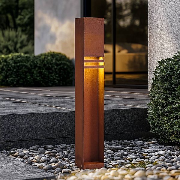 Lucande LED-Wegeleuchte Oxido, rostfarben, Cortenstahl günstig online kaufen