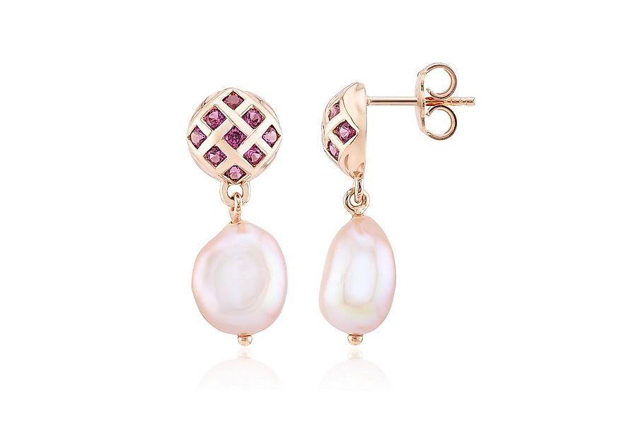 Cavill Perlenohrringe Cavill Rosévergoldete 925 Silber Ohrringe mit Rhodoli günstig online kaufen