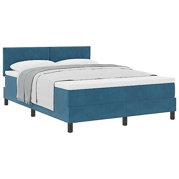 vidaXL Bett Boxspringbett mit Matratze Dunkelblau 160x200 cm Samt (1-tlg) günstig online kaufen