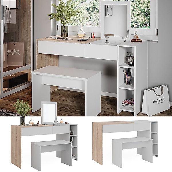 Vicco Schminktisch Kira, Weiß/Sonoma, 129.6 cm günstig online kaufen