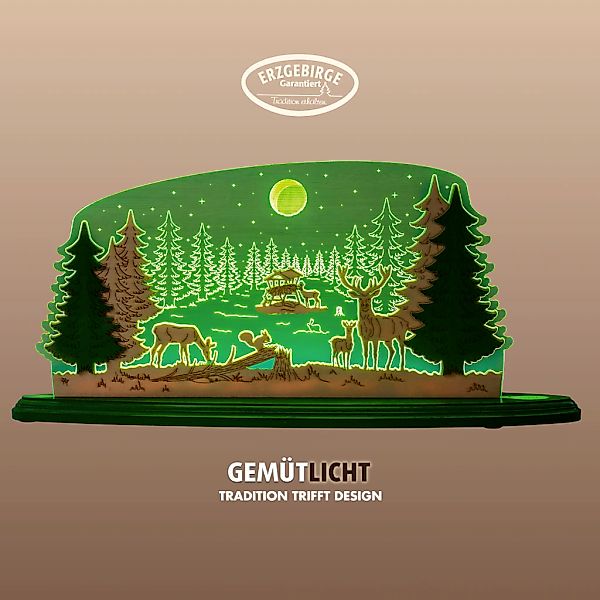 Weigla Lichterbogen "LED Waldidylle, Dekoleuchte aus Holz & Acrylglas, GRÜN günstig online kaufen