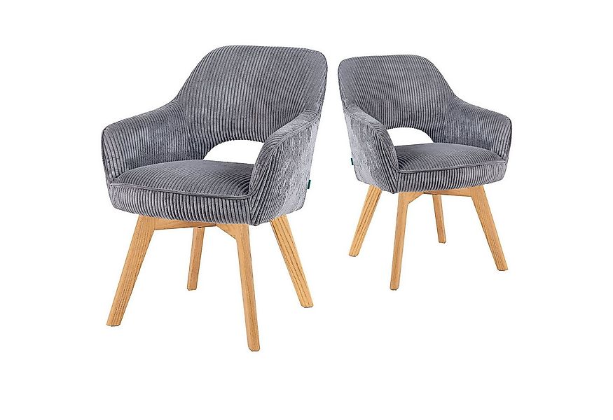 DUBI Möbel Polsterstuhl Mika-Lena 2er-Set, Federkern, Eiche geölt, 360° dre günstig online kaufen