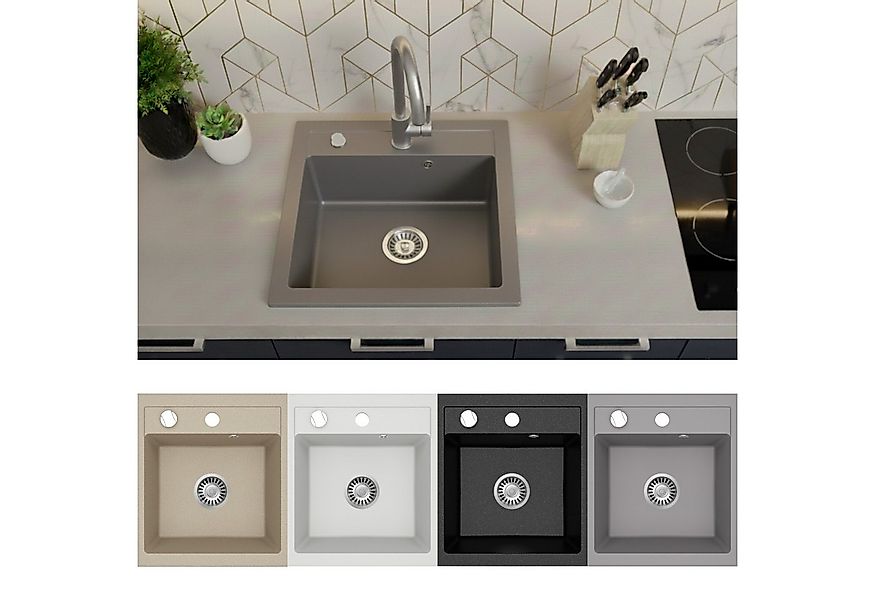 Faizee Möbel Granitspüle Granitspüle Küchenspüle inkl. Siphon & Armatur Ein günstig online kaufen