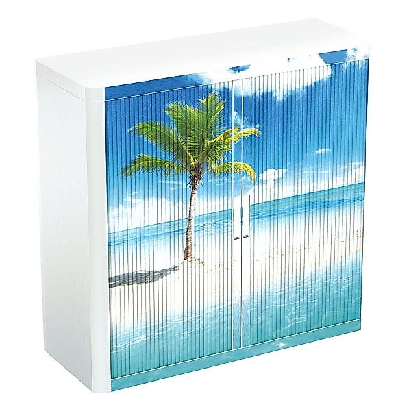 EASYOFFICE Rollladenschrank Palme am Strand Lamellen günstig online kaufen