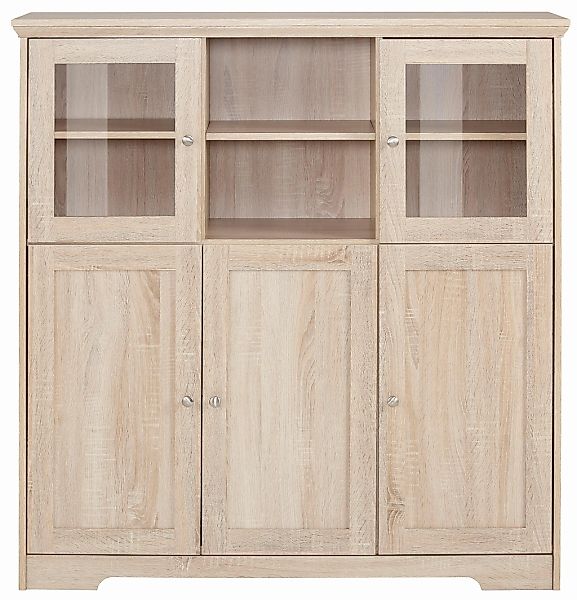 Home affaire Highboard "Nanna", Vitrine in Eichen-Optik, Breite 118 cm günstig online kaufen