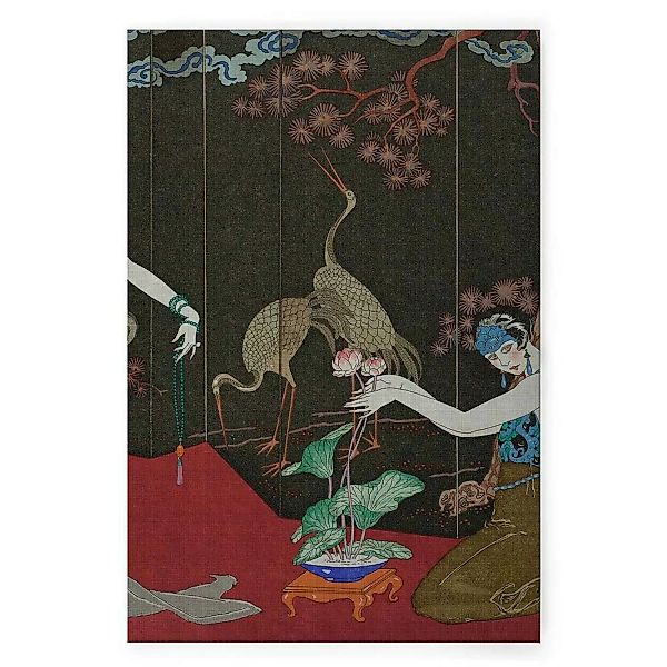 Bricoflor Wandbild Im Art Déco Stil Leinwandbild Chinesisch Mit Kranich Asi günstig online kaufen
