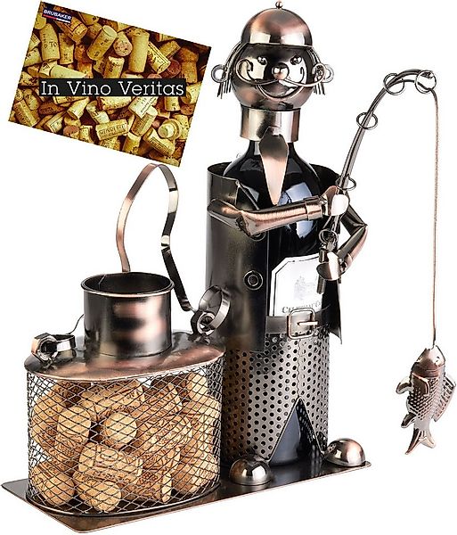 BRUBAKER Weinflaschenhalter Angler mit Fisch und Eimer für Korken Aufbewahr günstig online kaufen
