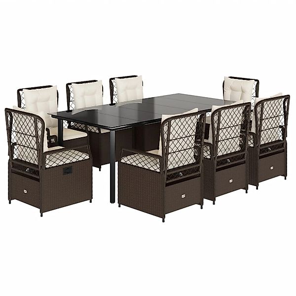 vidaXL 9-Tlg Garten-Essgruppe mit Kissen Braun Poly Rattan 3262984 günstig online kaufen