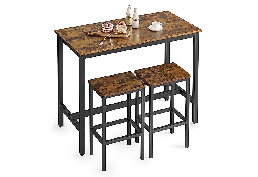 VASAGLE Bartisch Bartisch-Set, Esstisch(120 x 60 x 90 cm) mit 2 Barhochern günstig online kaufen