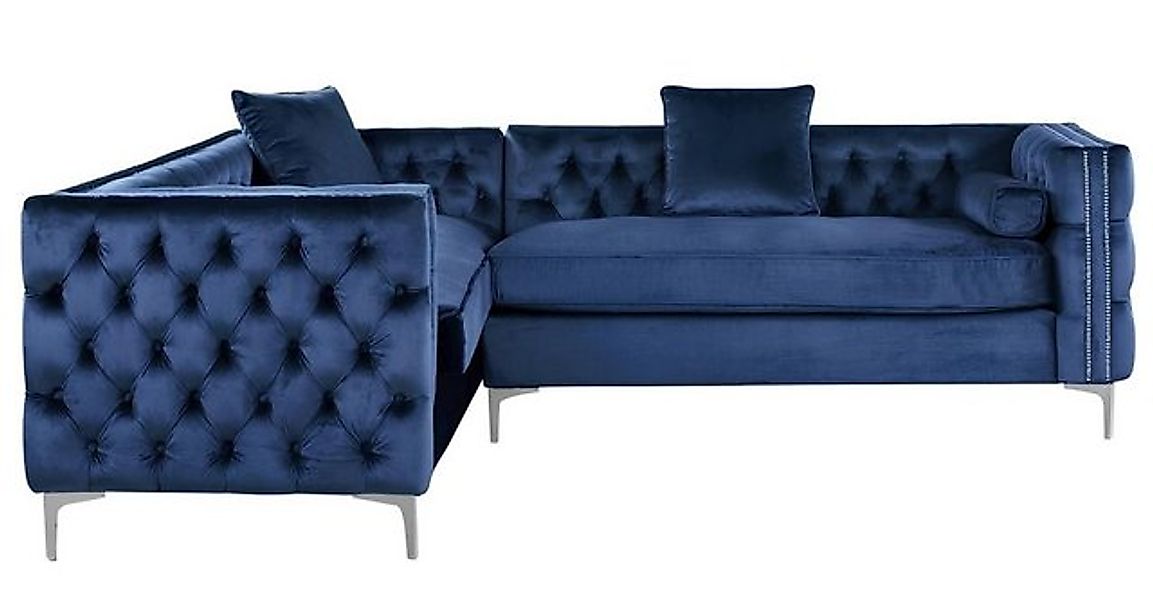 Xlmoebel Ecksofa Blauer Samt Chesterfield Ecksofa Eckcouch Eckgarnitur Pols günstig online kaufen