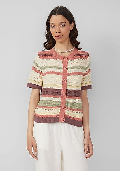 QS Funktionsjacke Kurzarm-Cardigan in Häkeloptik günstig online kaufen