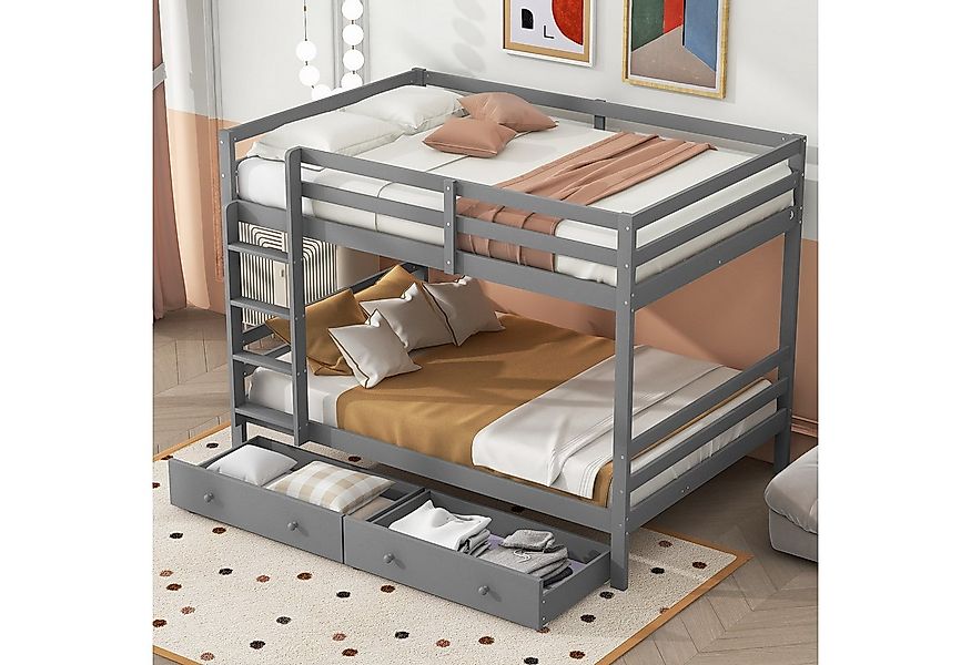 TavilaEcon Etagenbett Kinderbett Jugendbett mit 2 Schubladen, Hohe Geländer günstig online kaufen