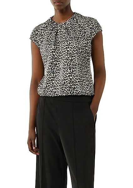 comma Kurzarmbluse mit Raffung und Animal-Print günstig online kaufen