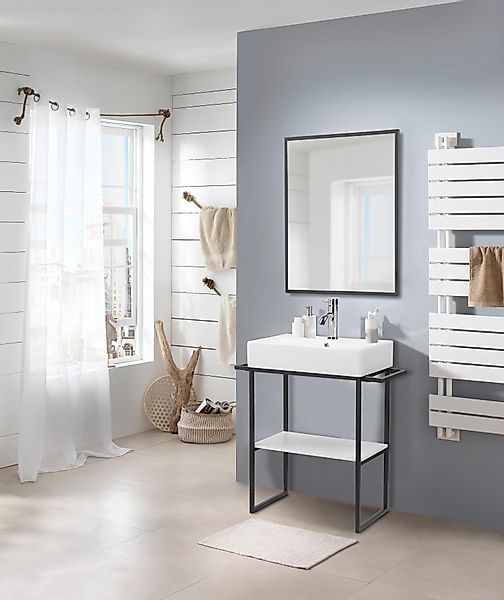 welltime Waschtisch "Stockholm" Badmöbel Metalloptik inkl. Becken, Breite 6 günstig online kaufen
