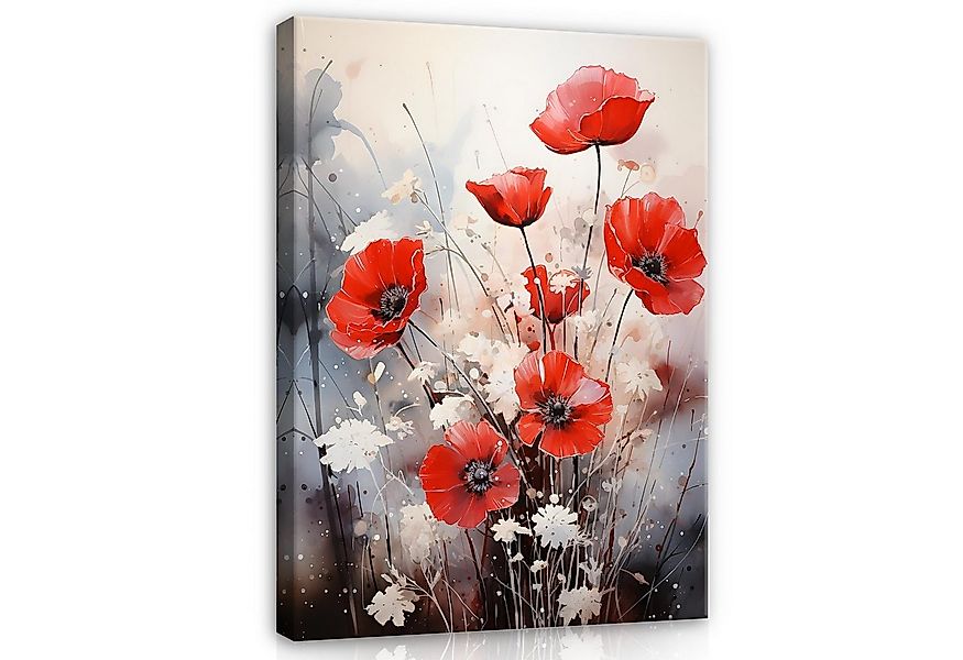 Wallarena Leinwandbild Mohnblumen Blumen Gemalt Wandbild XXL Leinwandbilder günstig online kaufen