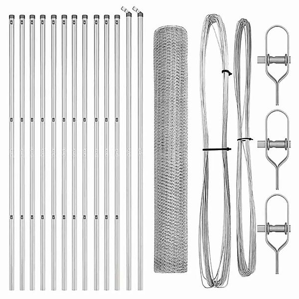 vidaXL Zaunpfosten Silber 25 x 1,2 m 13 mm Maschen Stahl 3352958 günstig online kaufen