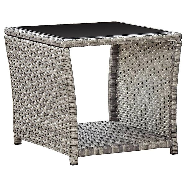 vidaXL Couchtisch Grau 45x45x40 cm Poly Rattan und Glas 46068 günstig online kaufen