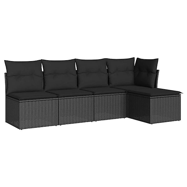 vidaXL 5-tlg Garten-Sofagarnitur mit Kissen Schwarz Poly Rattan Modell 38 günstig online kaufen