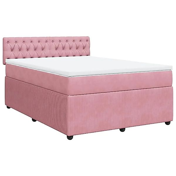 vidaXL Boxspringbett mit Matratze Rosa 140x190 cm Samt 3287745 günstig online kaufen